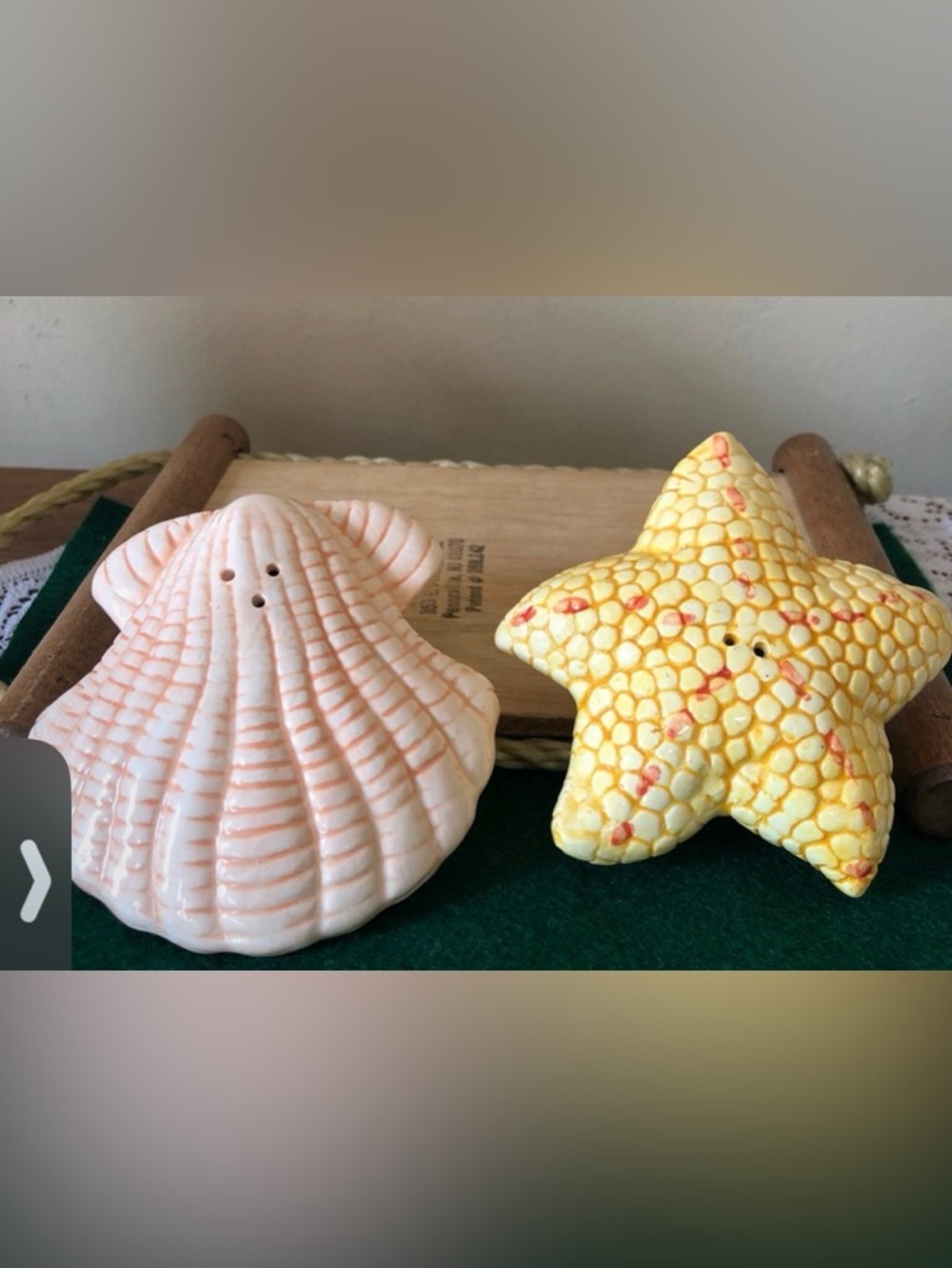 seashell (scallop) and a starfish salt &pepper shakers